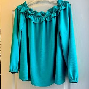 Teal off the shoulder top
